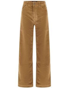 Lois Corduroy Wide-Leg Trousers - Natural