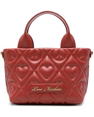 Love Moschino Heart-Quilted Leather Tote Bag - Red