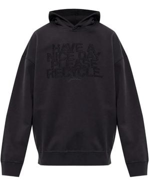 Ganni Logo-Embroidered Hoodie - Blue