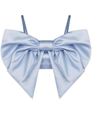 Nina Ricci Bow-Detail Satin-Finish Top - Blue