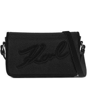 Karl Lagerfeld K/Skuare Grainy Flap Crossbody Bag - Black