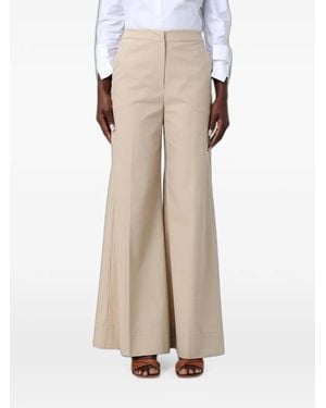 Hanita Pressed-Crease Wide-Leg Trousers - Natural
