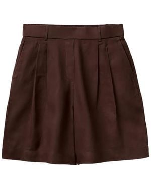 Benetton Pleated Elasticated-Waist Shorts - Brown