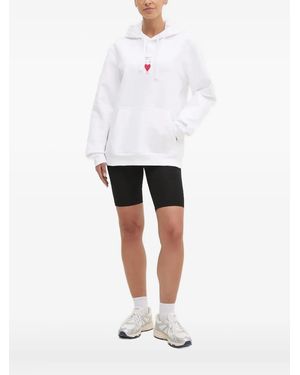 EA7 Heart-Embroidered Hoodie - White