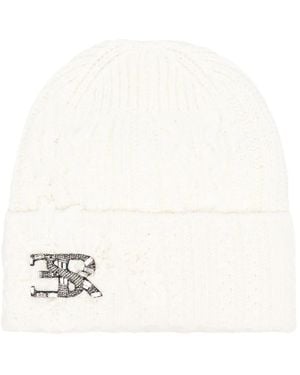 Ermanno Scervino Cable-Knit Beanie Hat - White