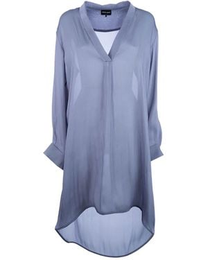 Giorgio Armani Semi-Transparentes Oberteil - Blau