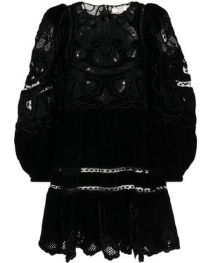 Sea Vestido corto Eliana con detalle de encaje - Negro