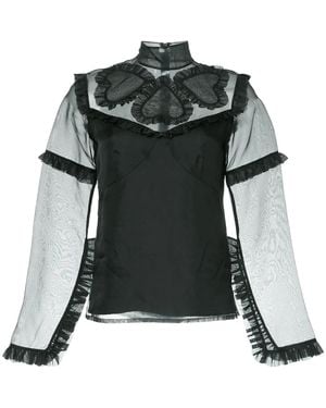 Macgraw Queen Of Hearts Organza Top - Black