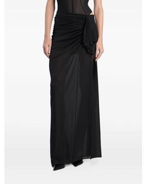 Alex Perry Ruched Draped Maxi Skirt - Black