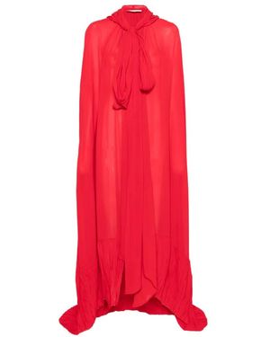 Blumarine Capa Con Lazo En El Cuello Y Capucha - Rojo