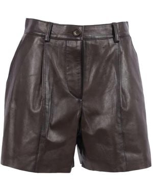 P.A.R.O.S.H. Pleated Leather Bermuda Shorts - Gray