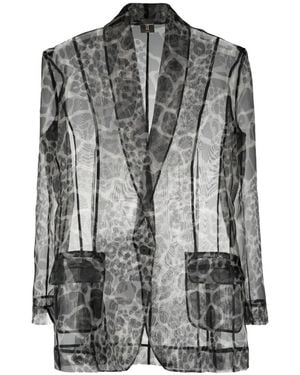 Tessitura Body Couture Printed Organza Blazer - Grey