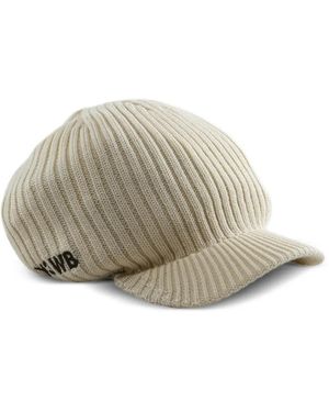 Wales Bonner Y3 Ribbed-Knit Peaked Cap - Grey