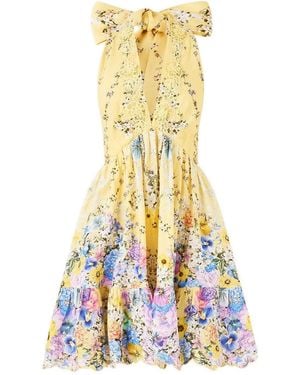 CAMILLA Midikleid mit Rüschensaum - Weiß