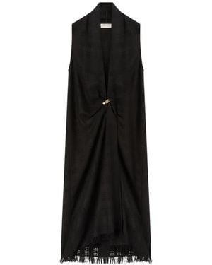RETORI Sleeveless Weaved-Effect Cashmere Maxi Dress - Black