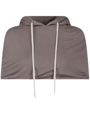 Rick Owens Cropped Drawstring Hoodie - Brown