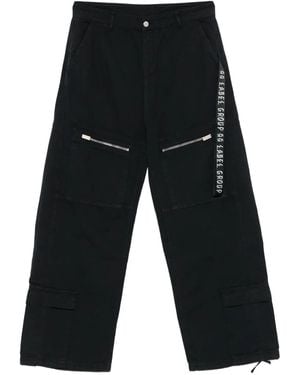 44 Label Group Pantalon À Bande Logo - Noir