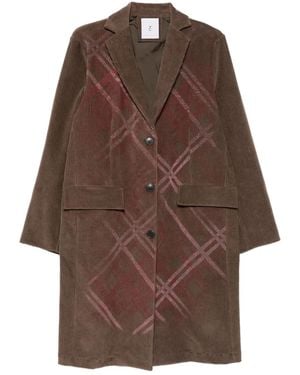 Whyci Checked Corduroy Coat - Brown