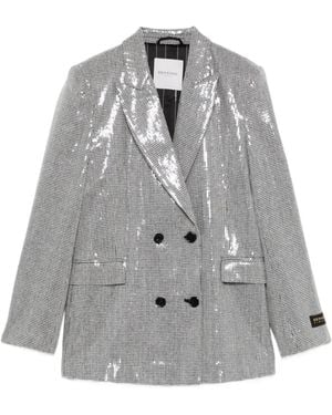 ERMANNO FIRENZE Blazer Croisé À Sequins - Grey