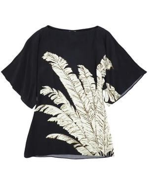 Hemant & Nandita Palm Boat Neck Blouse - Black