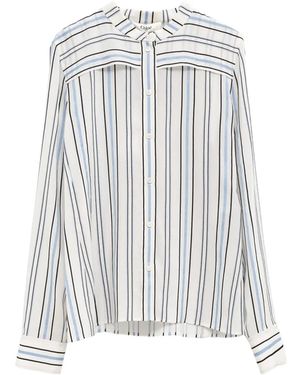 Chloé Gestreepte Zijden Blouse Met Gelaagd Vlak - Wit