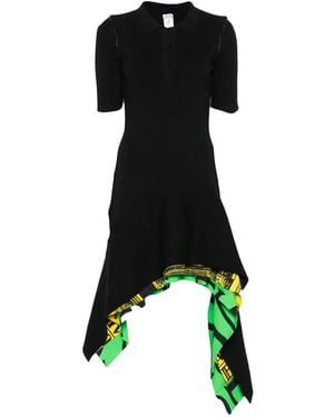 Loewe Asymmetric Printed-Trim Dress - Black