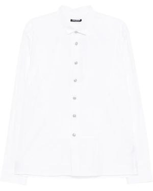 Balmain Striped Logo Button Shirt - White