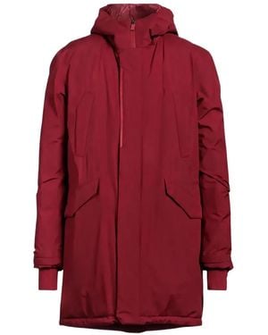 Herno Zip-Up Hooded Coat - Red