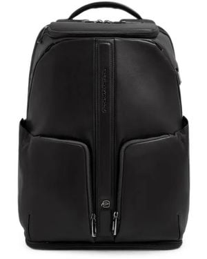 Piquadro Rucksack Aus Leder - Schwarz
