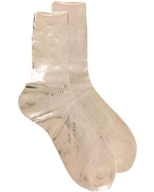 Maria La Rosa Socken in Metallic-Optik - Natur