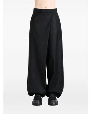 TAIGA TAKAHASHI Elasticated-Cuff Wool Trousers - Black