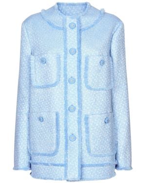 Dolce & Gabbana Dna Frayed Tweed Jacket - Blue