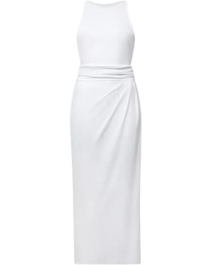 Another Tomorrow Sarong-Tie Sleeveless Midi Dress - White