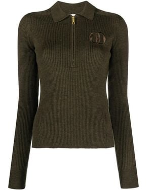 Bally Logo-Embroidered Ribbed-Knit Top - Green