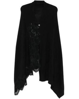 Ermanno Scervino Lace-Embellished Draped Cardigan - Black