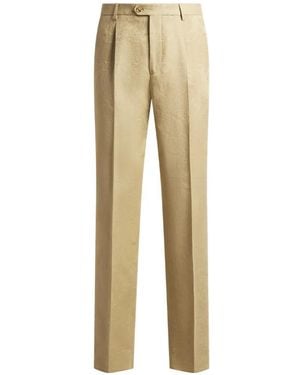 Etro Pantalones Con Motivo Floral En Jacquard - Neutro