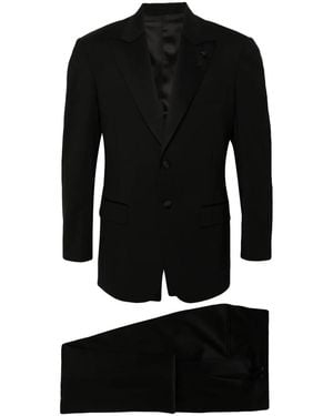 Lardini Single-Breasted Wool Blend Suit - Black