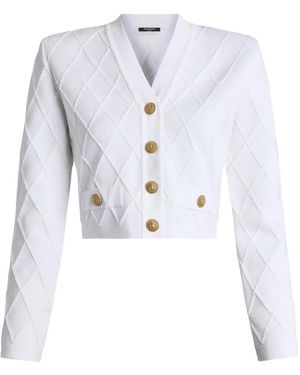 Balmain Cárdigan Corto De Punto - Blanco