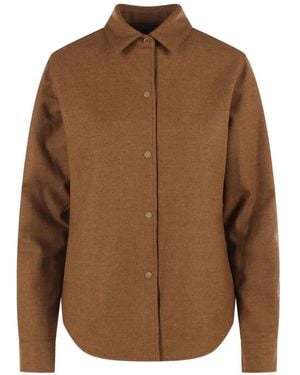 Aspesi Button-Down Flannel Shirt - Brown
