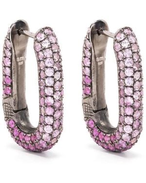 Selim Mouzannar Boucles D'Oreilles Link Serties De Saphirs - Rose