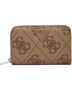 Guess Monogram-Pattern Zipped Wallet - Brown
