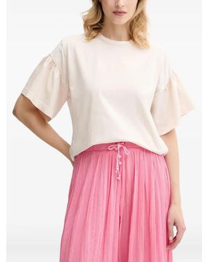 Pinko Frill-Sleeve Crew-Neck Top - Pink