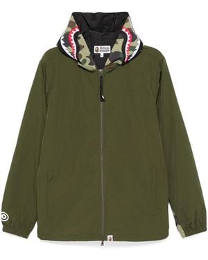 A Bathing Ape 1St Camo Shark Hoodie Jacket - Green