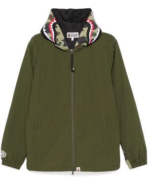 A Bathing Ape 1St Camo Shark Hoodie Jacket - Green