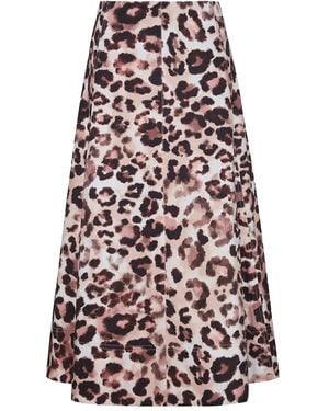 Cara Cara Aisha Cheetah-Print Midi Skirt - White