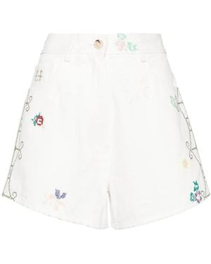 forte_forte Embroidered Cotton Shorts - White