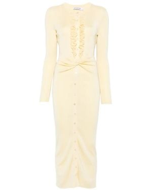 Self-Portrait Ruffled Twist-Detail Dress - White