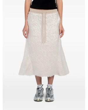 OPEN YY Falda Midi Con Pelo Artificial - Neutro
