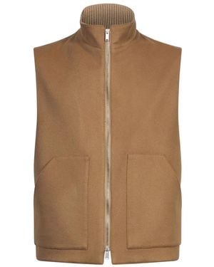 Lardini Zip-Up High-Neck Gilet - Brown