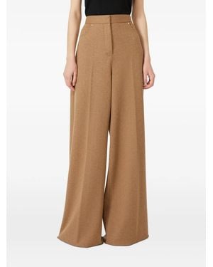 Max Mara Herringbone Wide-Leg Trousers - Natural